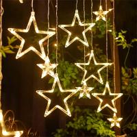 Curtain De Luces LED En Forma De Pentagrama Control Remoto Para Decoración Interior De Bodas Cumpleaños Y Navidad Luz De Ambiente Impermeable - details 10