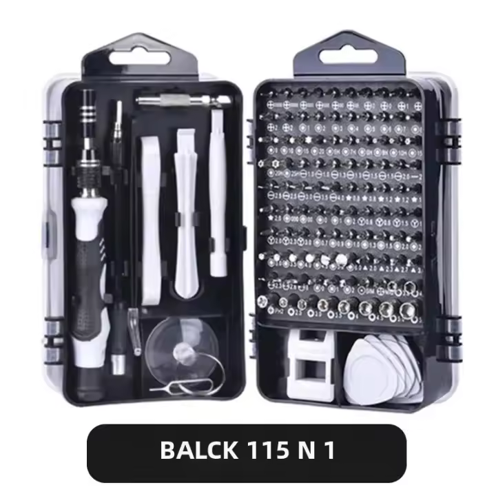 Juego De Destornilladores Precisi\u00f3n 115/117 En 1 Con Cabezas Magn\u00e9ticas Para Reparaci\u00f3n Profesional De iPhone Xiaomi Mac PC Herramienta Multifuncional De Cromo-vanadio Para Hogar Y Oficina - 1