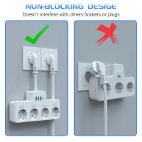 Enchufe Multicontacto EU Con 4 Salidas AC Y 3 USB Tipo C Protector Antisalpicaduras Multi Enchufe Para Oficina Hogar Viaje Color Blanco Negro - details 6