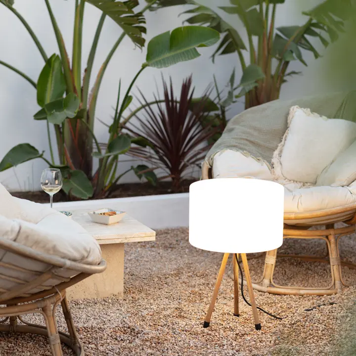 Ledkia Lámpara de Mesa Exterior Madera Makaik Blanco - 1