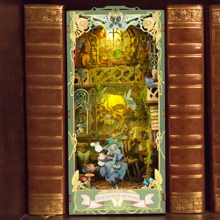 Kit De Miniatura Librería DIY Para Casa De Muñecas Con LED Iluminación Decoración De Hogar Regalo De Año Nuevo Material Madera - 1