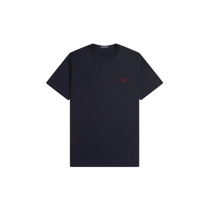 Fred Perry Crew Neck T-Shirt Navy / Burnt Red - 1