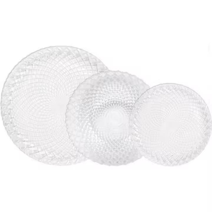 MAXHOME-VAJILLA COMPLETA DE 18 PIEZAS DE VIDRIO DIAMOND LA MEDITERRÁNEA,Juego de Vajilla completa de 18 piezas de vidrio con diseño en relieve - 1