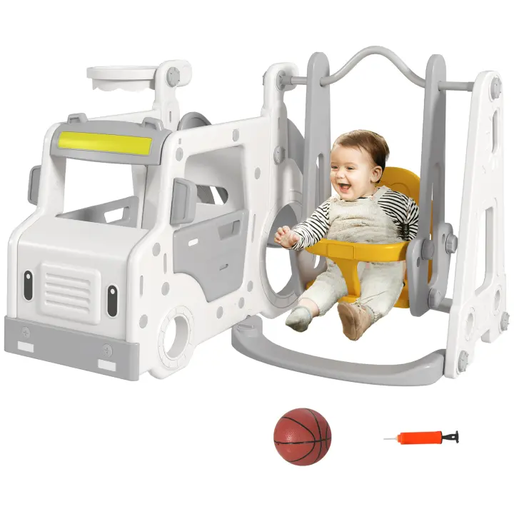 AIYAPLAY Juego de juegos para niños 6 en 1 con sierra, cañón y máquina para niños con rueda, regalo para niños de 18 a 48 meses, color blanco - 1