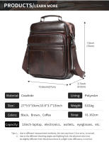 Bolsa De Hombro Para Laptop De 13 Pulgadas WESTAL Para Negocios Y Documentos Correa Ajustable Material Principal Cuero Genuino Estilo Casual - details 2