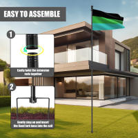 Kit De Pabellón Ajustable 5/8.5 Pies Acero Inoxidable Soporte De Bandera Para Jardín Casa Porche Residencial Montaje En Pared - details 7