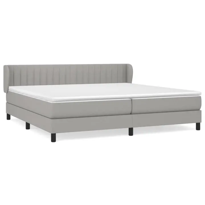vidaXL Cama box spring con colchón tela gris claro 200x200 cm - 1