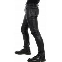 Pantalones De Cuero Para Hombre Estilo Punk Ajustados De Color Sólido Moto Piel PU Cierre De Botón Fly Midweight - details 4