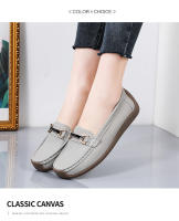 Zapatillas Casuales Para Mujer 2024 Talla Grande Zapatos Planos Slip-on Mocasines De Cuero Genuino Barco Zapatos Casuales De Primavera/Otoño - details 7