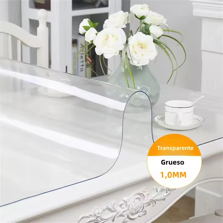 Mantel De PVC Transparente Resistente Al Agua Y a Rasguños Funda Protectora Para Mesa De Comedor Estilizada a Mano - 1