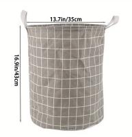 Cesta De Ropa Sucia Redonda 1pc Gran Capacidad Portátil De Algodón Para Lavandería Con Diseño Circular Ventilado Y Breathable - details 8