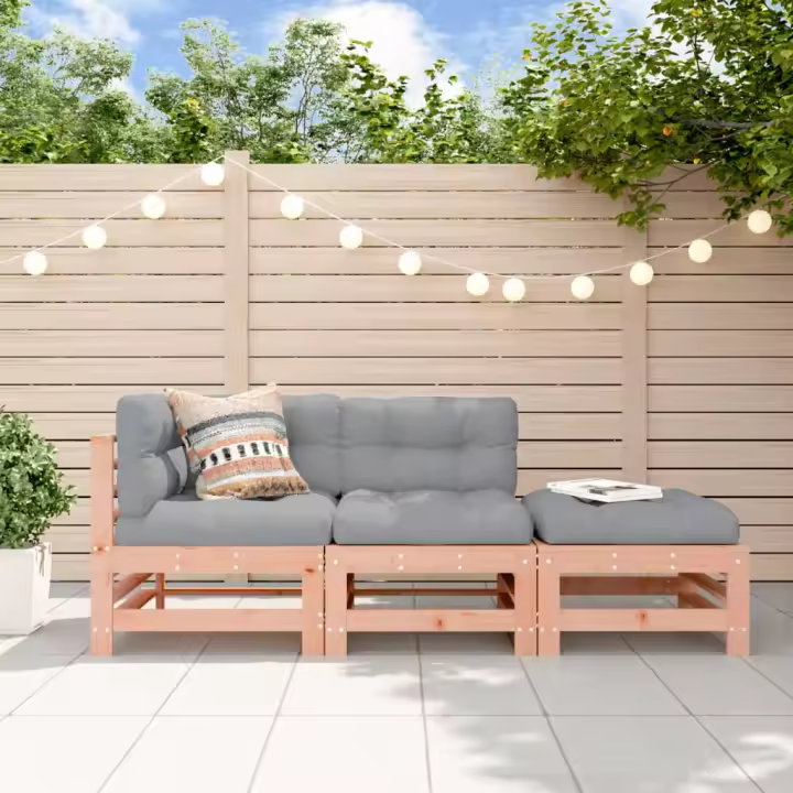 3 PCs sofás de Jardín con Los Codos de Madera maciza Douglas - 1
