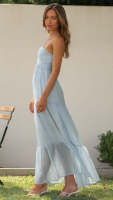 Vestido Maxi Bohemio De Verano Para Mujer En Chiffon Floral Sin Mangas Cuello En V A-Line Largo Con Espalda Descubierta Y Volante - details 26