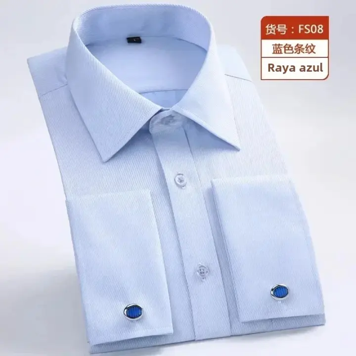 Camisa De Manga Larga Para Hombre Estilo Francés Multicolor Adecuada Para Todas Las Estaciones Cuello En V Prenda De Negocios Casual - 1