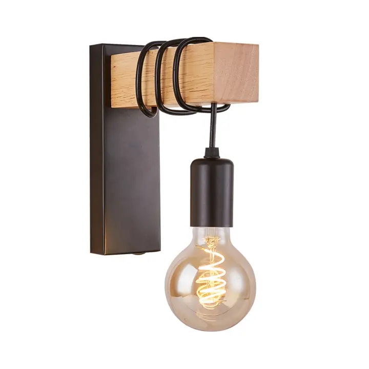 Lámpara de Pared de Madera Retro Luz de Toque de Encendido/Apagado Montada en la Pared - 1