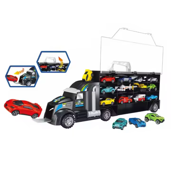 Juego De Camiones Con Gran Contenedor Y Mini Coches Para Niños Juguetes De Vehículos Con Almacenamiento Ideal Regalo Para Niños - 1
