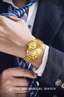 Reloj Mecánico Automático JSDUN Para Hombres Resistente Al Agua De Acero Inoxidable Simple Y Casual Con Manecillas Luminosas Y Calendario Completo - details 1
