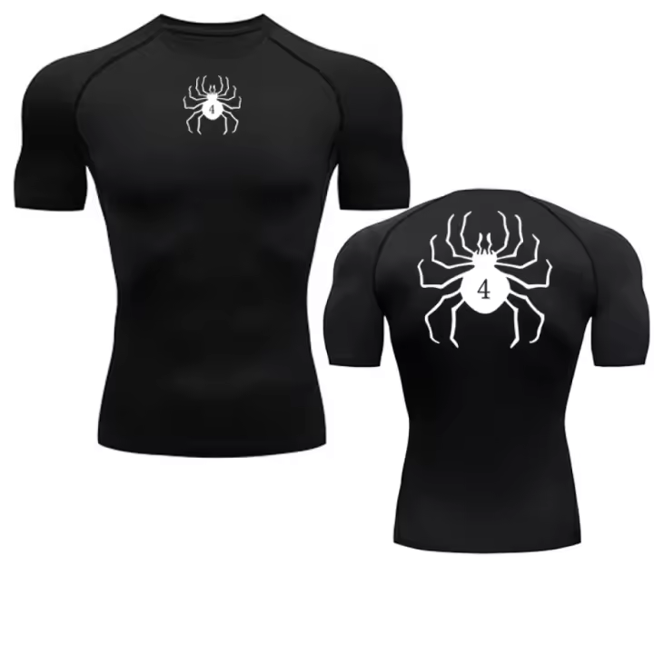 Camiseta De Compresión Para Gimnasio Con Estampado De Araña Para Hombres Camiseta De Fitness Y Running Técnica Transpirable Para Verano Top Deportivo - 1