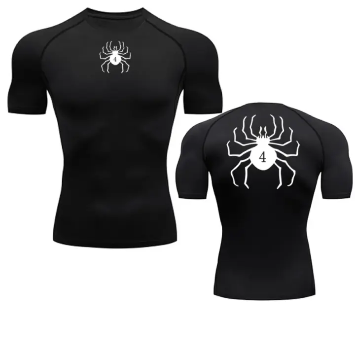 Camiseta De Compresión Para Gimnasio Con Estampado De Araña Para Hombres Camiseta De Fitness Y Running Técnica Transpirable Para Verano Top Deportivo - 1
