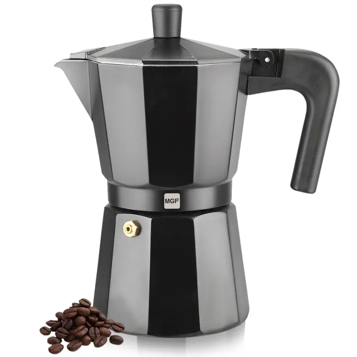 Magefesa Kenia Noir - Cafetera Italiana Negra, Aluminio Esmaltado, Cocinas de Gas, Vitrocerámica y Eléctricas, NO APTA PARA INDUCCIÓN - 1