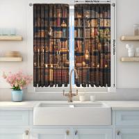 2pcs Cortina De Ventana Para Decoración De Hogar Estilo Edad Media Impresión Con Libros Tratamiento De Ventana Para Dormitorio Oficina Cocina Sala De Estar Material 100% Poliéster - details 11