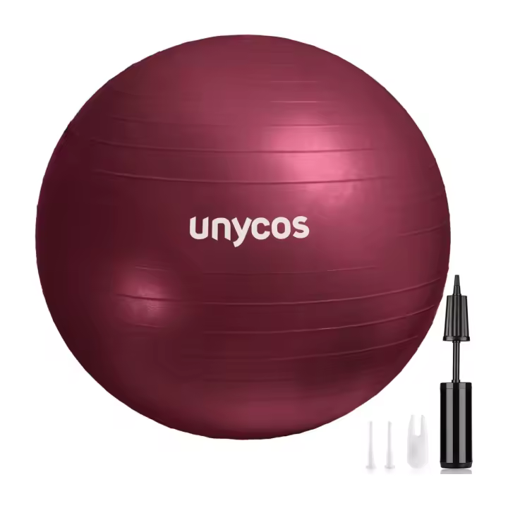 Pelota de Ejercicios Antiexplosión UNYCOS con Inflador Incluido, Tapones y Quita Tapón, Fitness, Pilates, Yoga, Embarazo y Equilibrio - 1