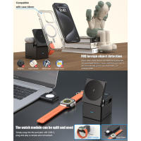 Estación de Carga inalámbrica 3 EN1 15W MagSafe 2025: Carga rápida para iPhone/Apple Watch/AirPods | Certificación MFi Oficial, Soporte Magnético Ajustable, LED de Estado | Incluye Adaptador 20W + 2 Protectores FREE | Diseño Ultracompacto Antideslizant - details 0