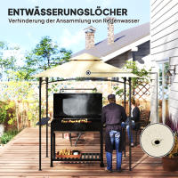 Pabellón de Barbacoa con LED 240x150x258 cm Pabellón de Jardín impermeable y retardante de llama, Techo Doble, estante lateral, Pabellón de Jardín con Protección UV, Pabellón de barbacoa Para... - details 4