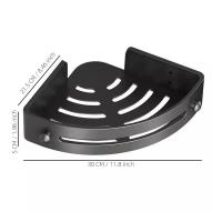 Estante De Pared Para Baño Y Ducha Negro Triangular Sin Perforar Soporte De Almacenamiento Para Detergentes Y Artículos De Higiene Personal - details 1