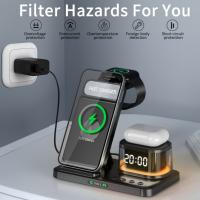 Cargador ligero plegable 5 en 1 with Luz Nocturna Reloj transparente para dispositivo Apple Para iPhone 16 15 14 12 11 Pro Max Apple Watch Series AirPods Para Apple Watch Para Airpods - details 2