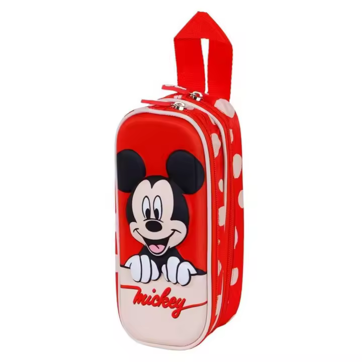 Mickey Mouse Bobblehead-Estuche Portatodo 3D Doble, Rojo - 1