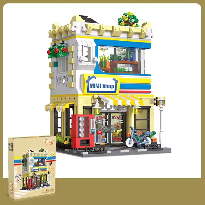 Mini Tienda De Bloques De Construcción Ciudad Escena De Calle Modelo Luz De Bloques Decoración De Escritorio Juguetes Para Niños Regalos De Navidad - 1