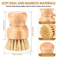 Cepillo De Platos De Madera Duradero Y Portátil Para Limpieza De Cocina Con Sisal Y Coco Ecológico Y Sin Residuos - details 1