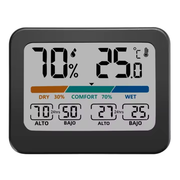 Medidor De Temperatura Y Humedad Digital Pantalla Grande Color Indicador De Comodidad Para Hogar Oficina Dormitorio Con Registros De Máximo Y Mínimo - 1