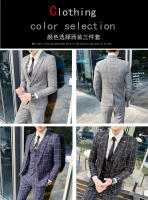 Traje De 3 Piezas Estampado De Rayas Y Cuadros De Alta Calidad - Traje Elegante Para Bodas Y Negocios Estilo Británico Con Chaleco Y Pantalones - details 3