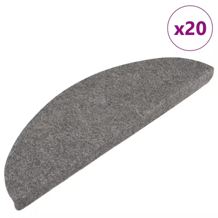 vidaXL Alfombrilla autoadhesiva escalera 20 uds gris 65x22,5x3,5 cm - 1