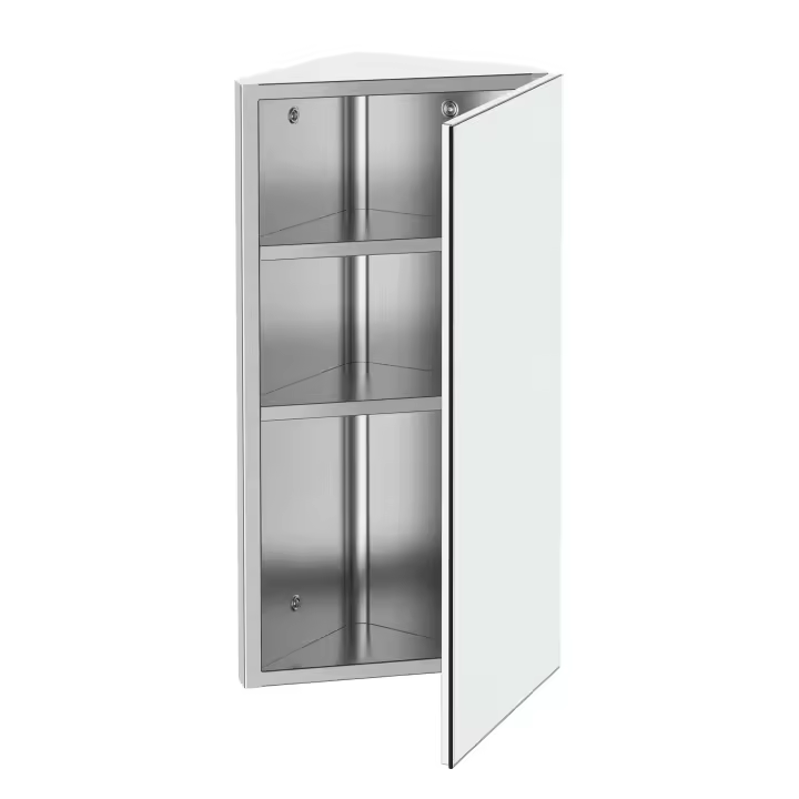 HOMCOM Mueble de baño con espejo, mueble de baño de pared, mueble de esquina, 2 estantes, medidas 30L x 18,4l x 60H cm, acero inoxidable. - 1