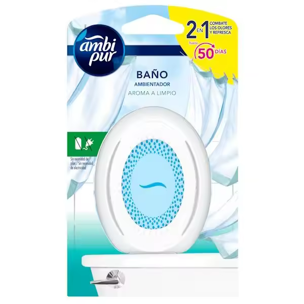AMBIPUR Ambientador Baño Aroma Limpio 2 en 1  1 uds Ambientador de Baño - 1
