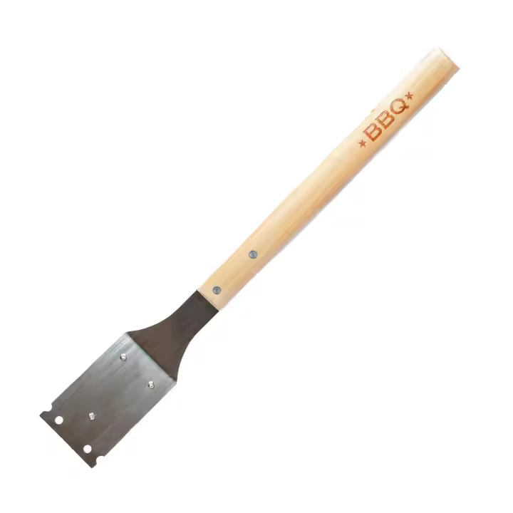 Cepillo para barbacoa, Cepillo gigante para barbacoa, Madera, Acero inoxidable, Brun, 42 cm - 1