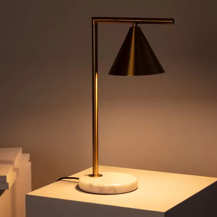 Ledkia Lámpara de Mesa de Mármol y Metal Tinos Dorado - 1