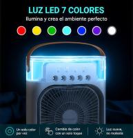 Ventilador Humidificador Portátil USB 5 Salidas de Aire | 3 Velocidades | Luz LED 7 Colores | Temporizador 1H/2H/3H - details 1