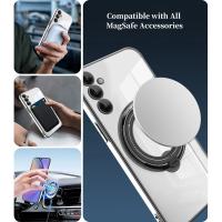 Funda Transparente Magnética Para Samsung Galaxy A55 A25 A35 A15 A05 S A54 A34 A24 A14 A53 A23 A52 Con Anillo Soporte Platinado Compatible Con Carga Inalámbrica Magsafe Protección De Cámara - details 2