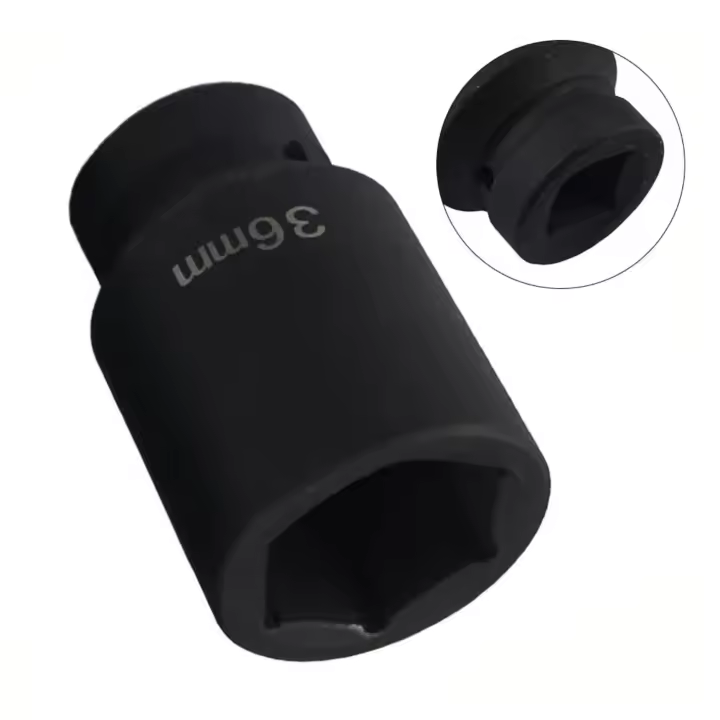 AC Tools Vaso de 6 caras y 36 mm válido para carraca de 1/2", para apretar/aflojar tuercas o cabezas de tornillos hexagonales. - 1