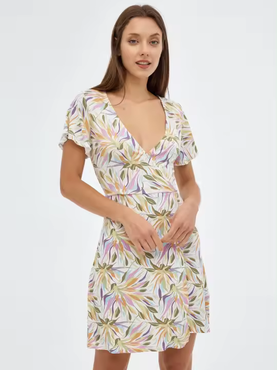 Vestido mini con estampado floral y escote de pico INSIDE - 1