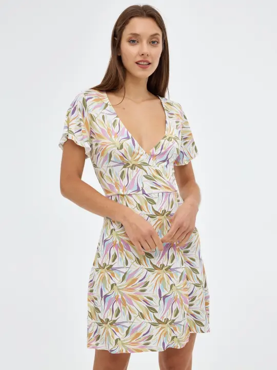 Vestido mini con estampado floral y escote de pico INSIDE - 1
