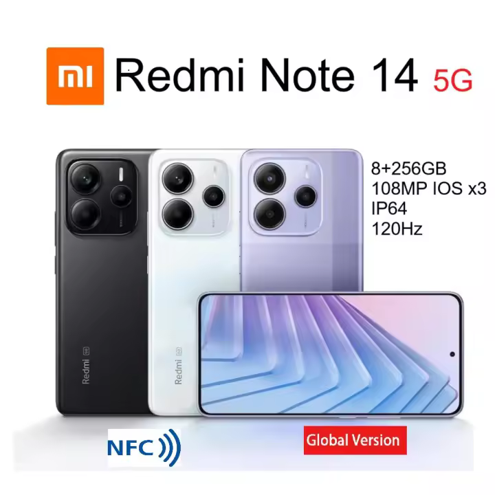 Xiaomi Redmi Note 14 5G 8+256 GB 8GB RAM 6.67" AMOLED FHD+108 MPx Dimensity 7025-Ultra  5.100 mAh NFC Version Global - 1