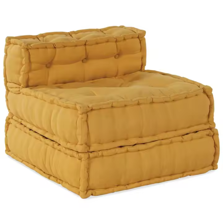 vidaXL Puf modular de tela amarillo 70x70x54 - 1