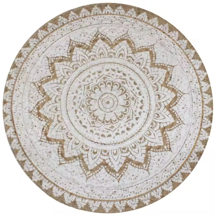vidaXL Alfombra redonda con estampado yute trenzado 120 cm - 1