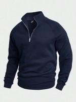 Sudadera raglán de manga larga con cuello alto y media cremallera para hombre - details 3