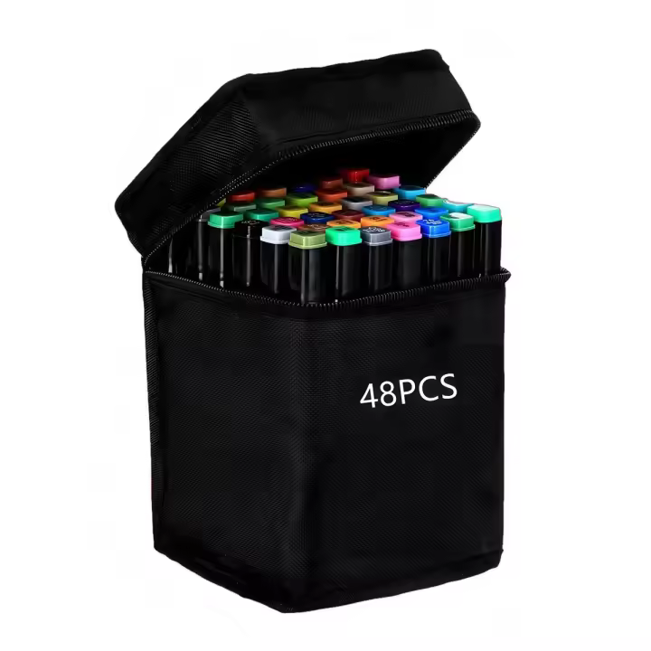 Extralink  juego de marcadores de alcohol  48 colores, puntas dobles - 1